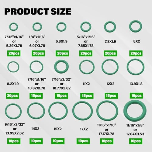 Car A/c Repair Kit, 270PCS O-Ring Set + 40PCS Car Air Conditioner Valve Core