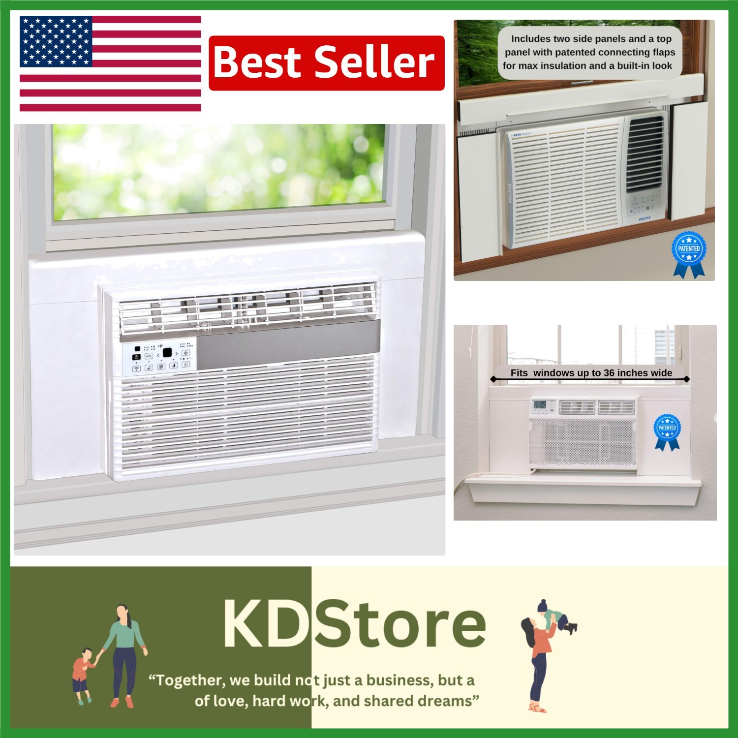 Insulating Side Panels for Window AC Units – White, 36 Inch Fit