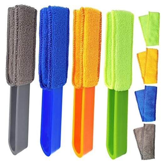 4 Pack Microfiber Blinds Duster, 4 Removable and Washable Sleeves, Cleaner for