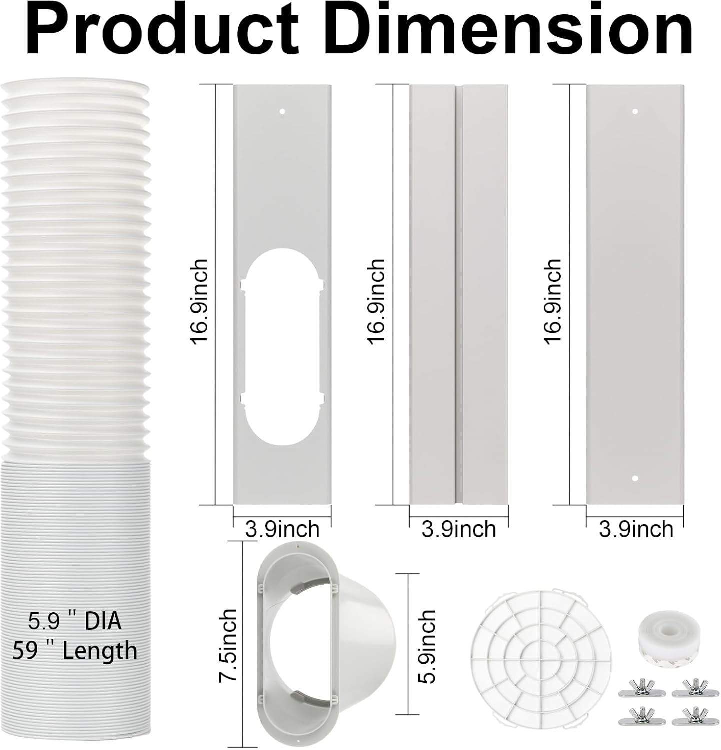 Portable AC Window Vent Kit, AC Seal Kit with 5.9&Prime; Hose for Sliding Windows |…