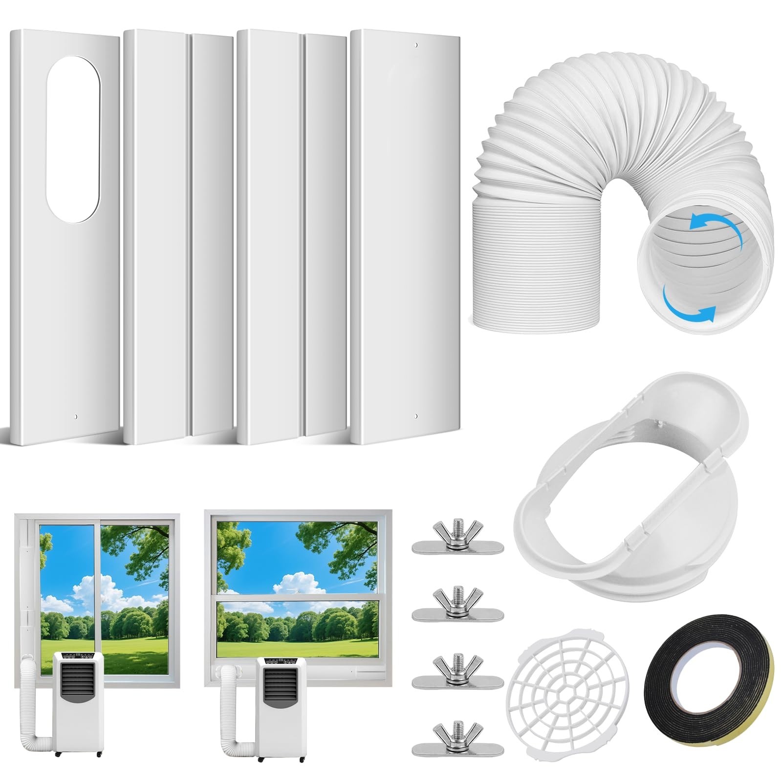 Portable Air Conditioner Window Vent Kit, 5.9&Prime; Exhaust Hose, Easy Install, Unive