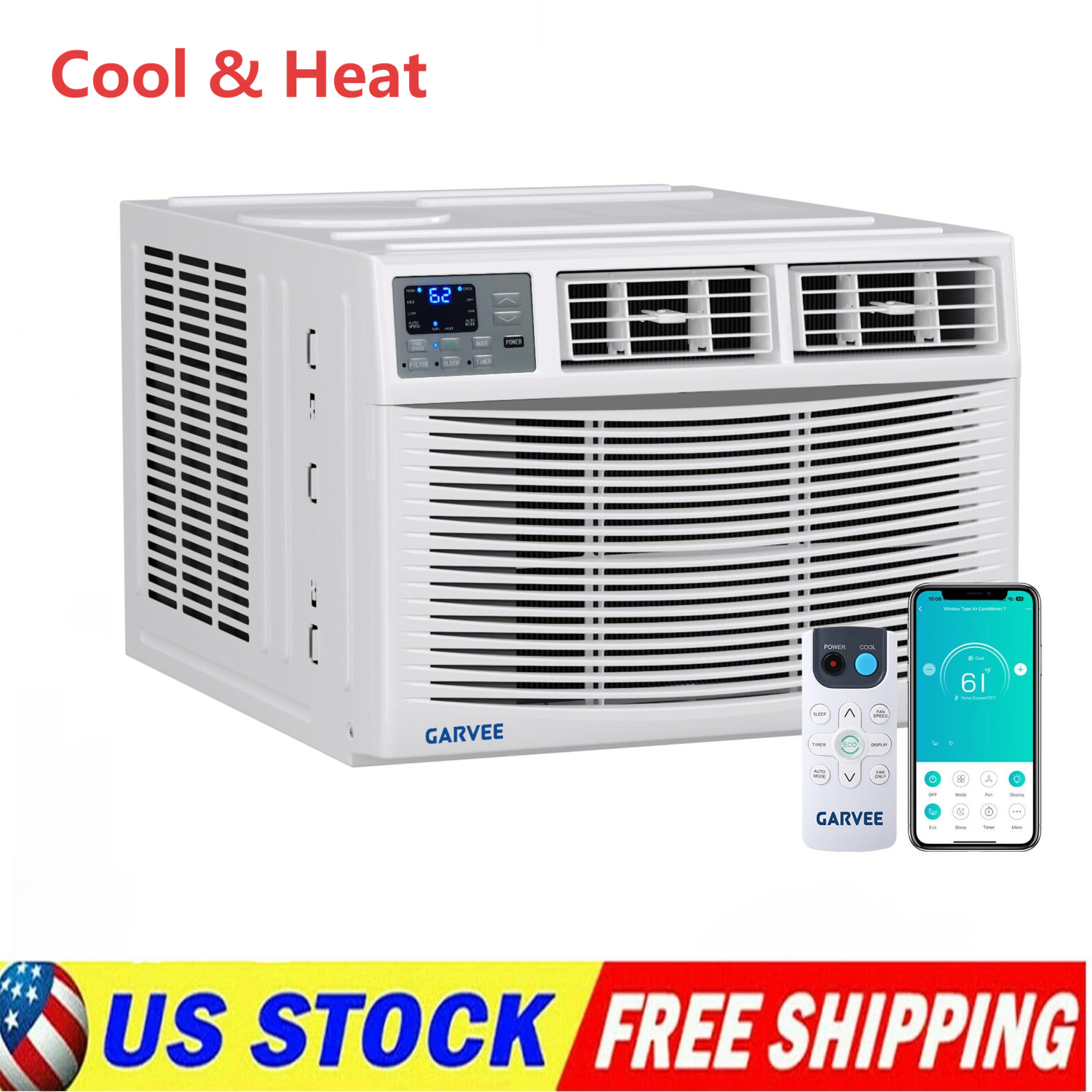 Wifi 8000 BTU Window Air Conditioner with Heat up to 350-Sq. Ft 115V AC Unit