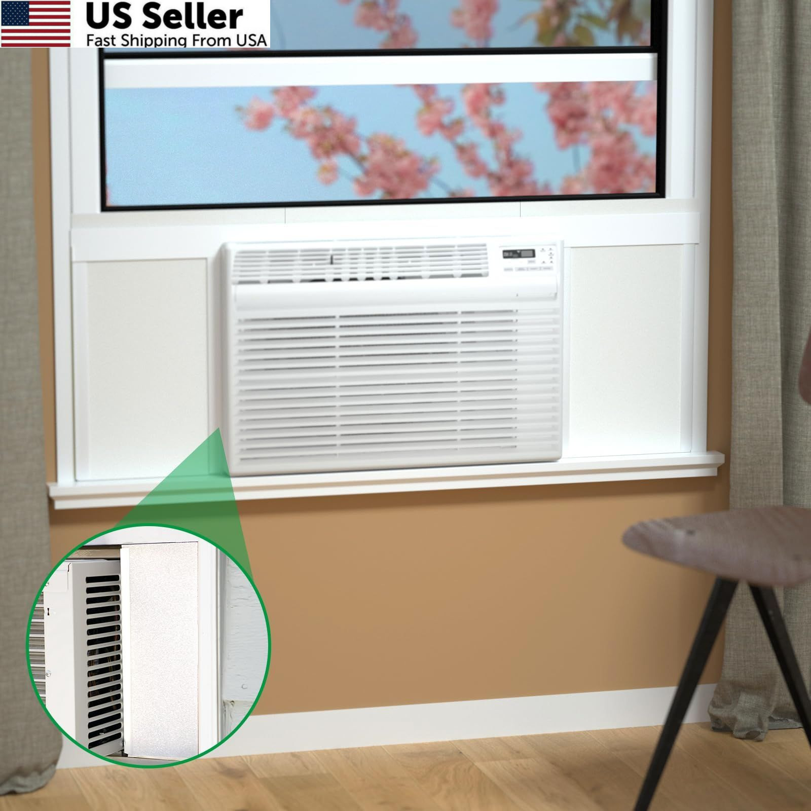 Window Air Conditioner,Side Insulated Foam 1 Count (Pack of 1), BLACK WHITE