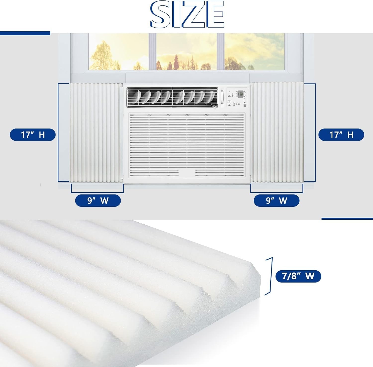 Window AC Side Panel Insulation Foam Kit Compatible With 5000-22000 Btu 17×9 …