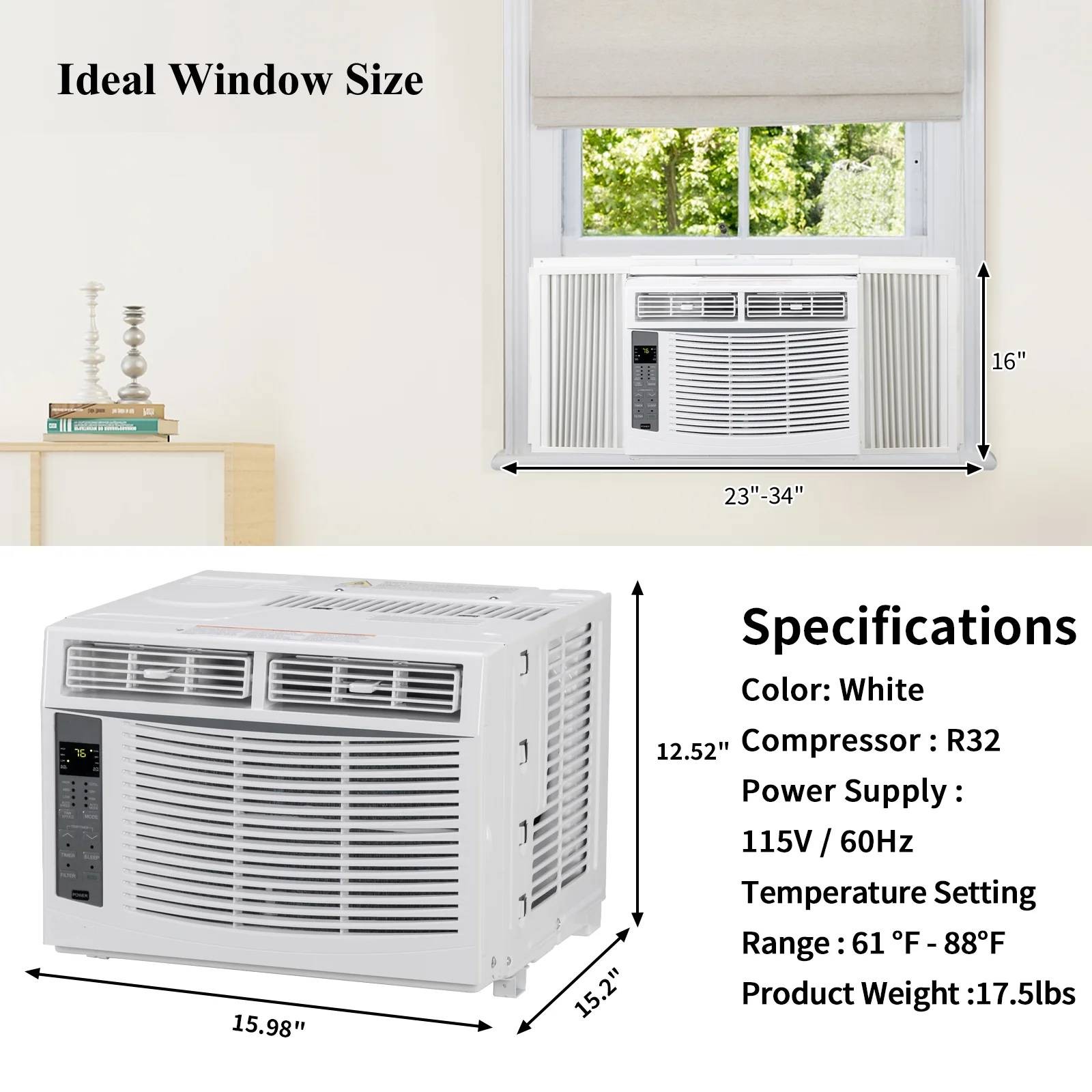 Wifi 6000 BTU Window Air Conditioner Cool up to 250 sp.ft w/APP & Remote Control