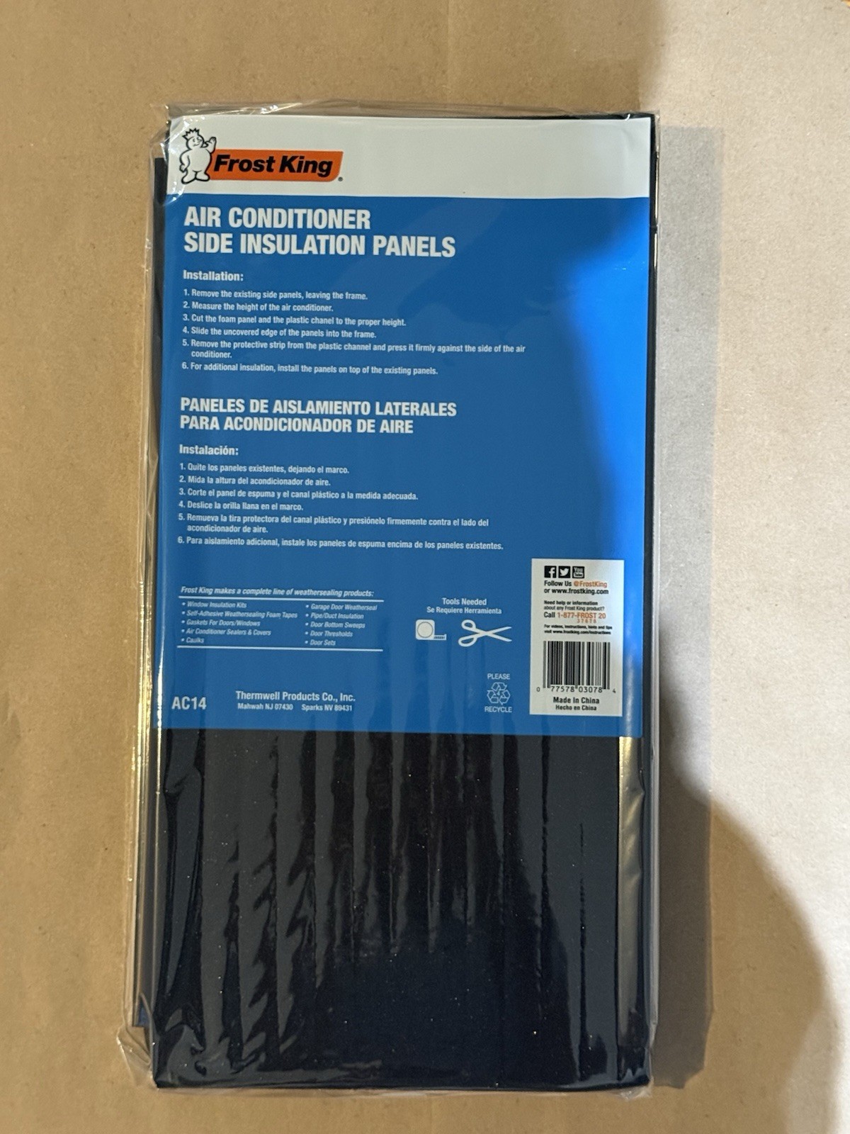 Window AC Foam Side Panel Kit 9x18x7/8 2-Pack Insulation Panels New AC14H