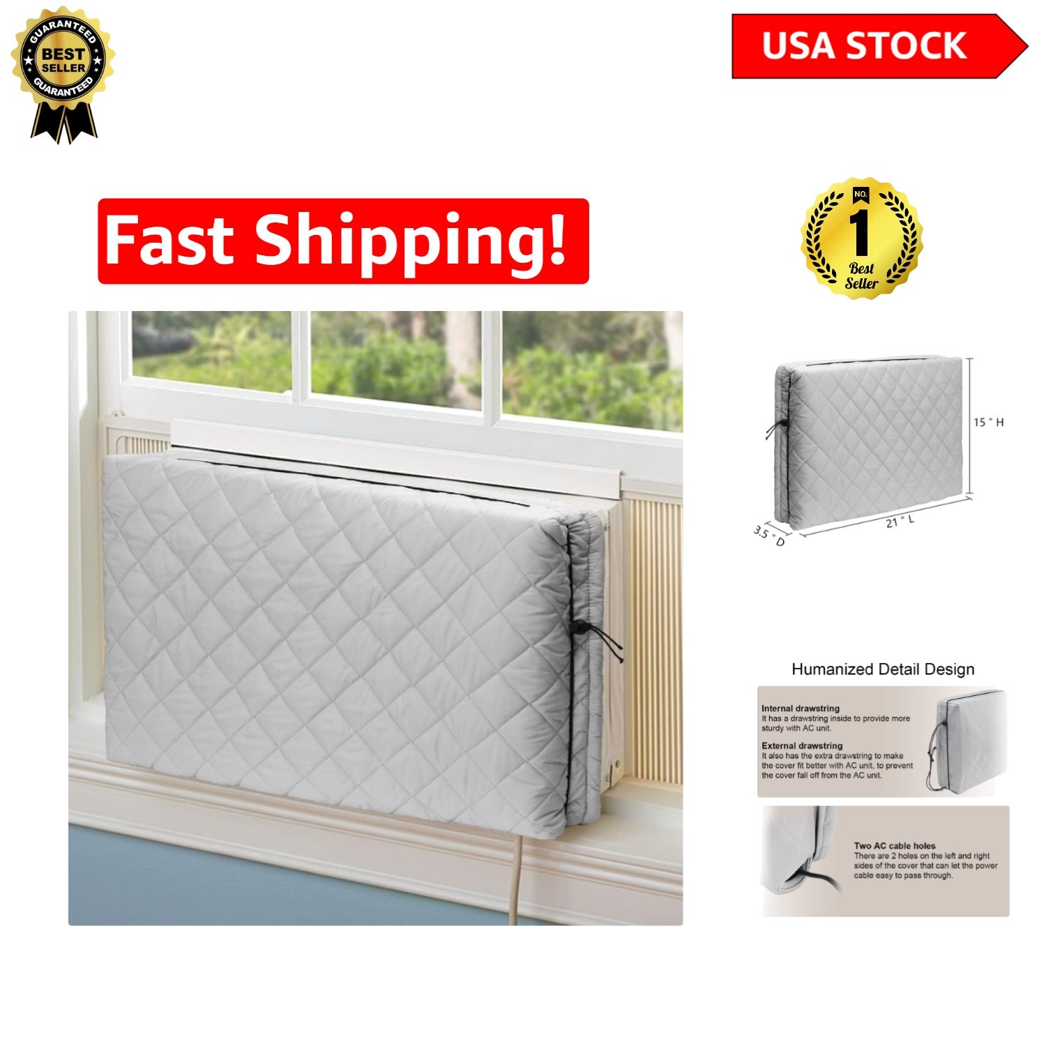 Water-Resistant Indoor Air Conditioner Cover – Protects & Insulates 21&Prime;x15&Prime;