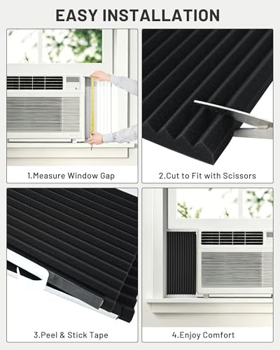 2 Pack Insulated Foam Window AC Side Panels Seal