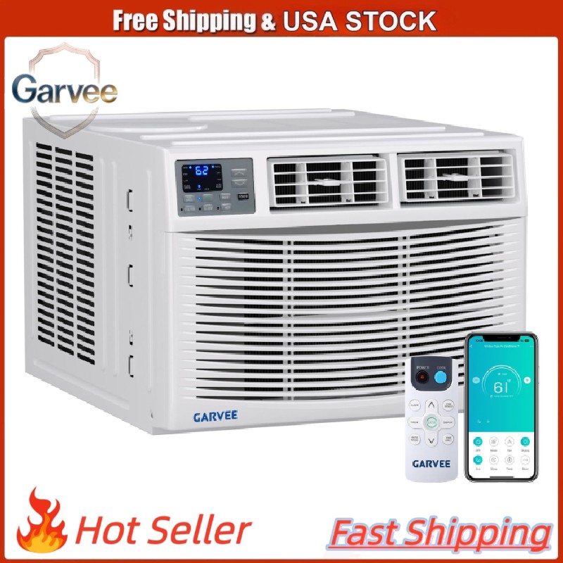 350 Sq Ft Window Air Conditioner 8000 BTU, 115V, with Heat, Wi-Fi & Remote Contr