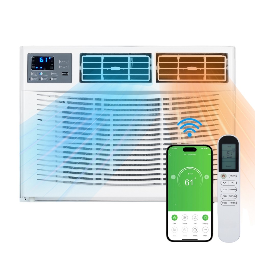 Wifi 12000 BTU Window Air Conditioner with Heat up to 550-Sq. Ft 230V AC Unit