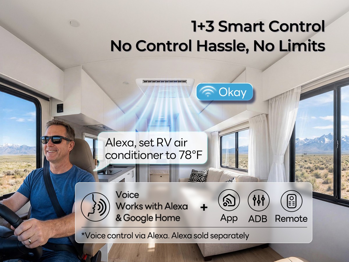 18K BTU RV Air Conditioner&Heat Pump 43dB Quiet Voice Control 14-1/4&Prime; Roof Mount