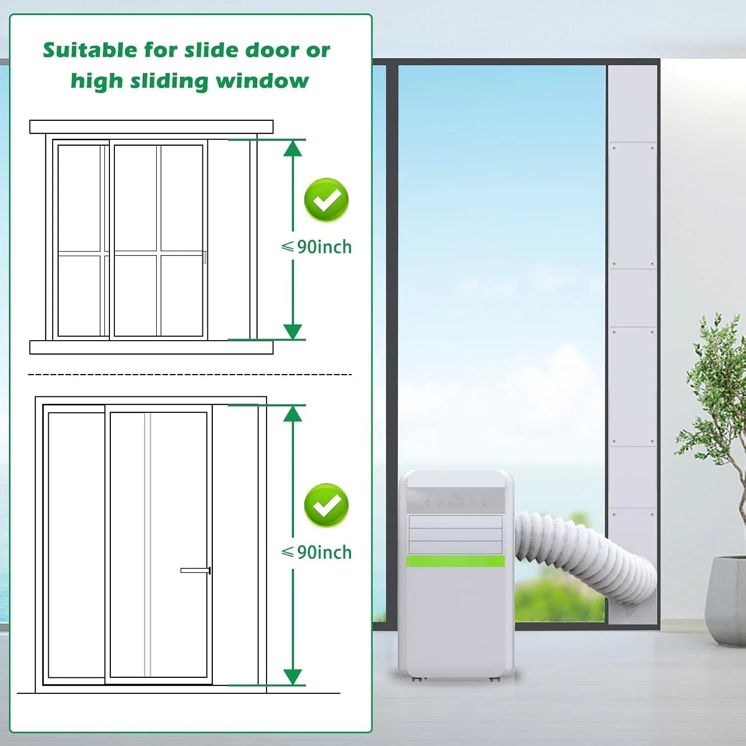Portable Air Conditioner Sliding Door Vent Kit for 5 inch Exhaust Hose Up to …