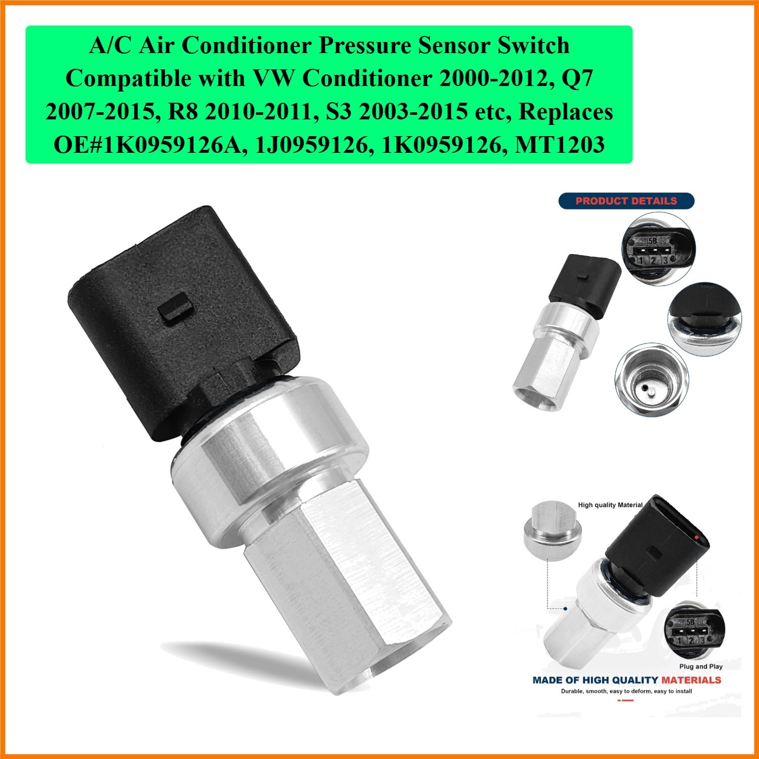 A/C Air Conditioner Pressure Sensor Switch Compatible with VW Conditioner 200…