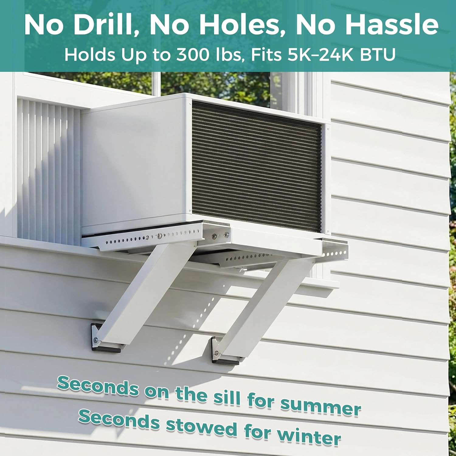 No-Drilling Window Air Conditioner Support Bracket, AC Holder Stand Mount | Fit