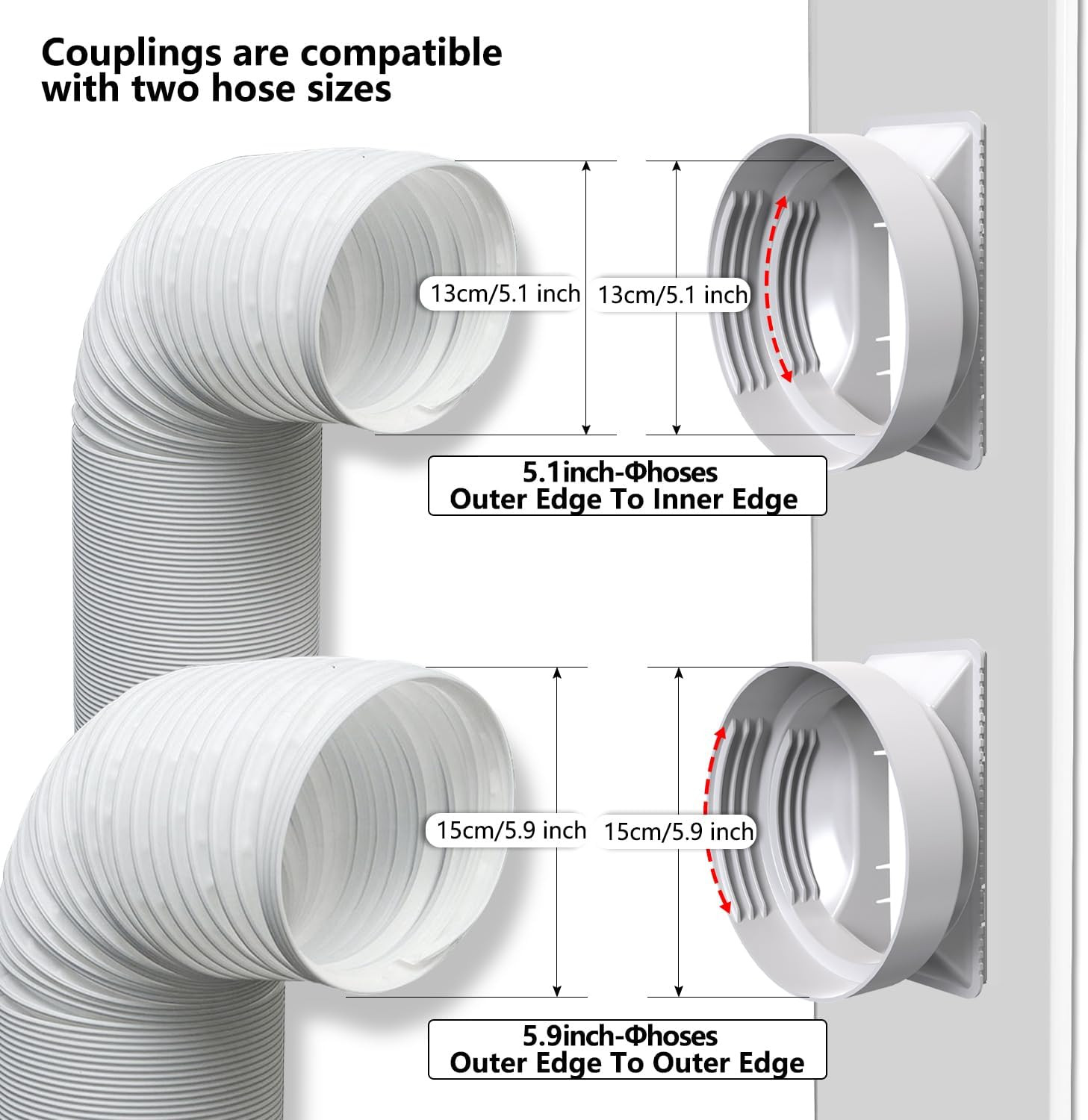 Dual Hose Portable Air Conditioner Window Vent Kit 26-62&Prime; Adjustable with 2 Univ