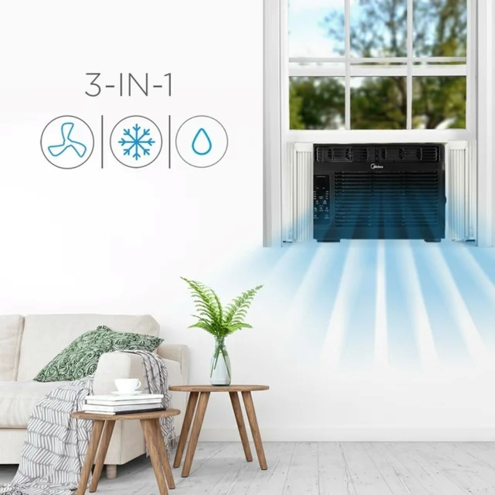 Midea MAW05R1WBL-T 5,000 BTU 150 Sq ft Window Air Conditioner with Remote, Black