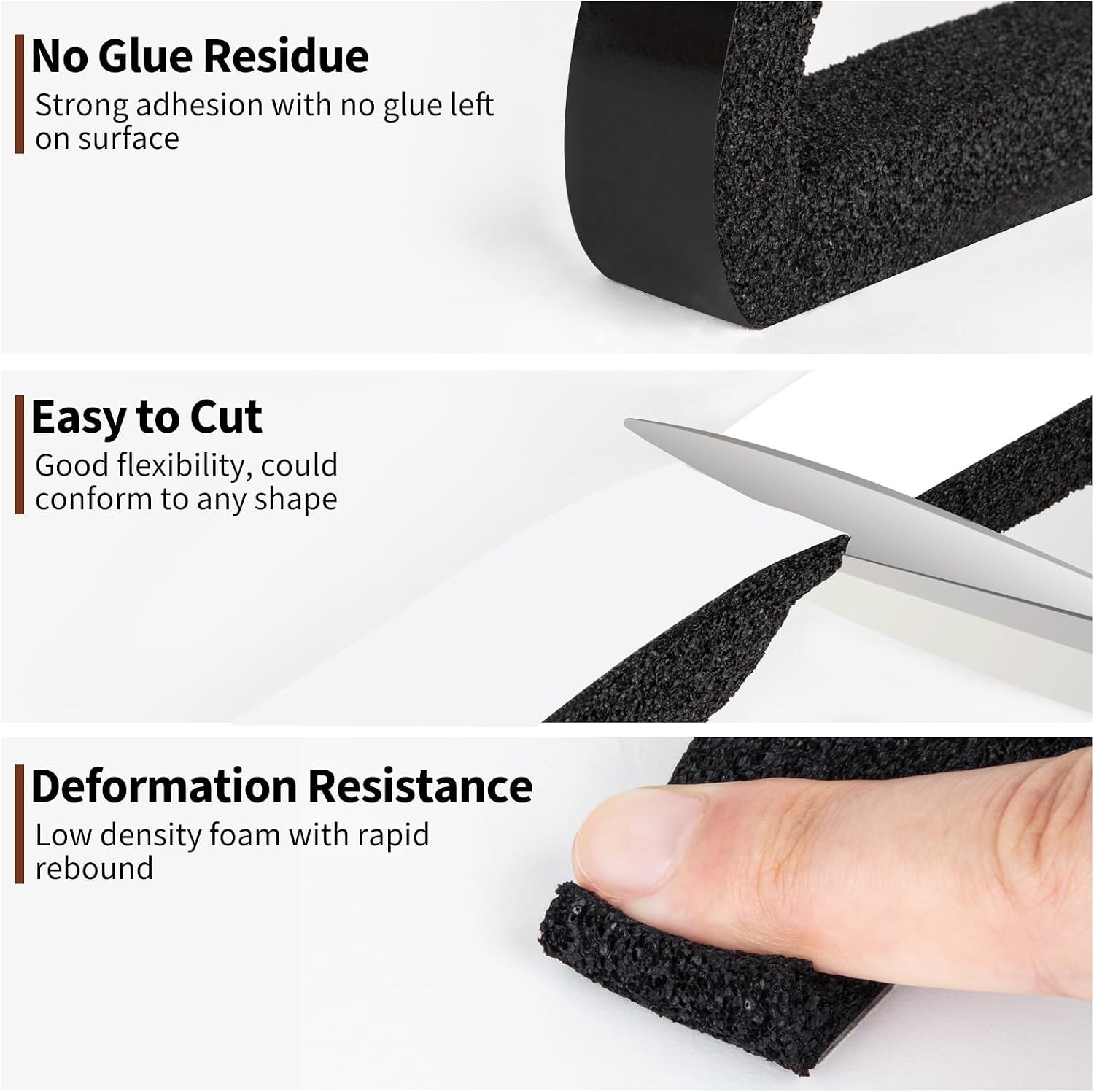 Noise-Reducing Window Seal Kit – 1&Prime;x1&Prime; Black Neoprene Foam for Home Insulation