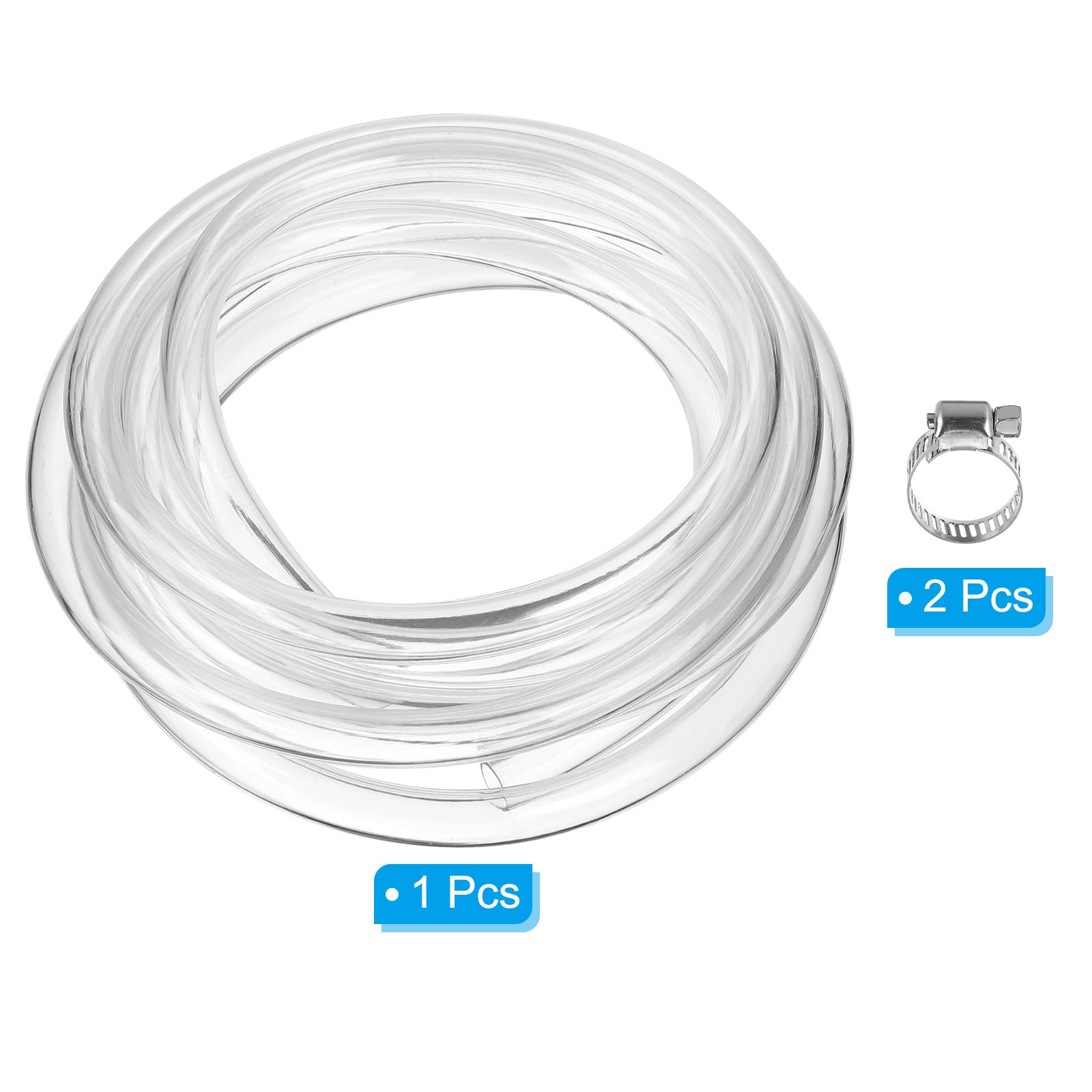 5/8&Prime; ID x 3/4&Prime; OD x 10 Ft Length Clear Vinyl Tubing with 2 Clamps