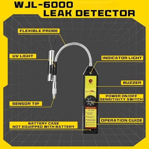 Glooglitter Ac Leak Detector Kit Tool Wjl-6000 68 LED Uv Flashlight Yellow