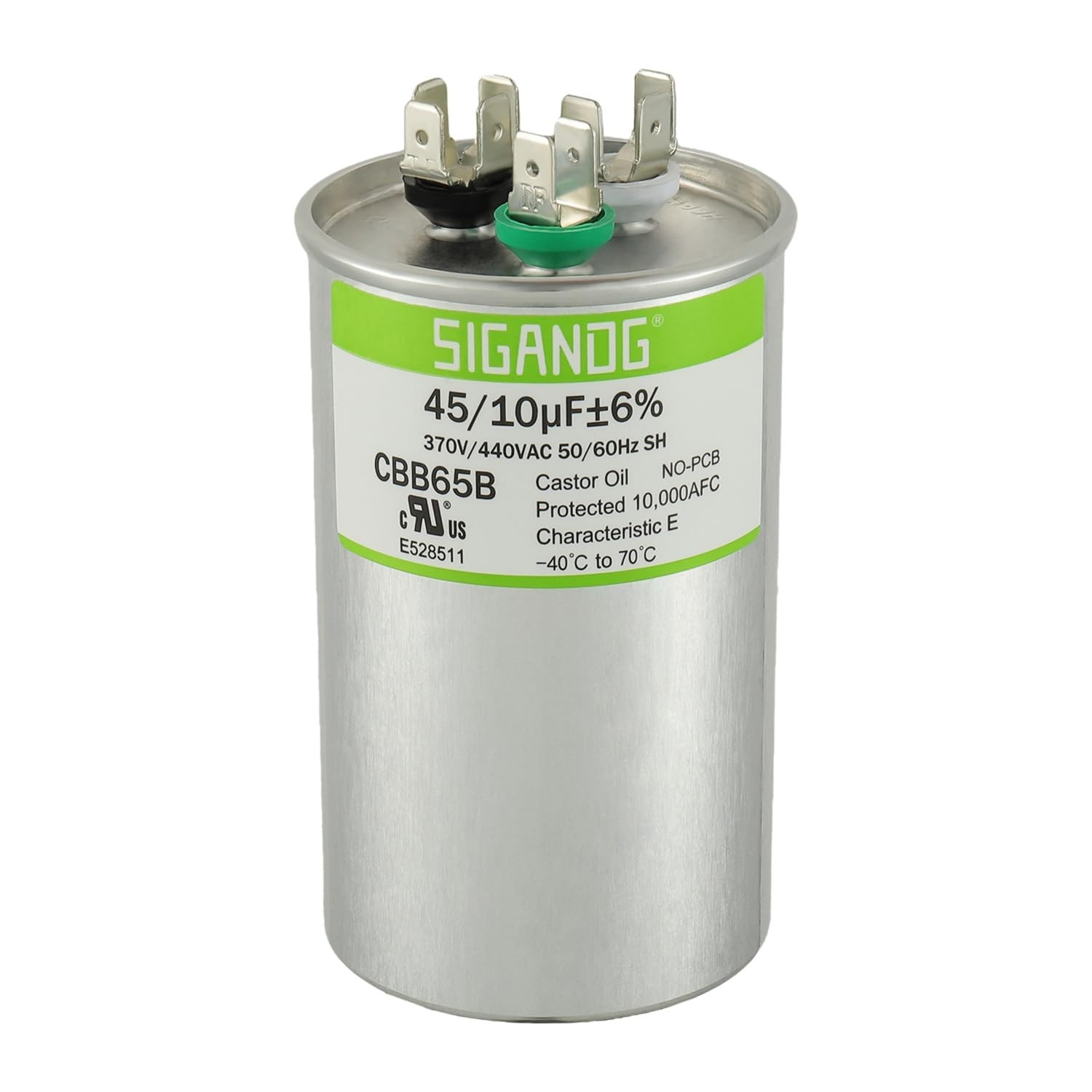 Dual Run Start Capacitor 45/10 uF 370V 440V CBB65 for AC Heat Pump Condenser