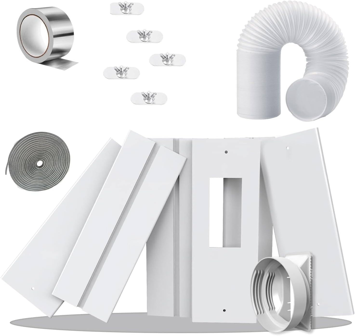 95&Prime;Sliding Door AC Vent Kit with Φ 5.1&Prime;Extendable Hose Screen net & Weather S…