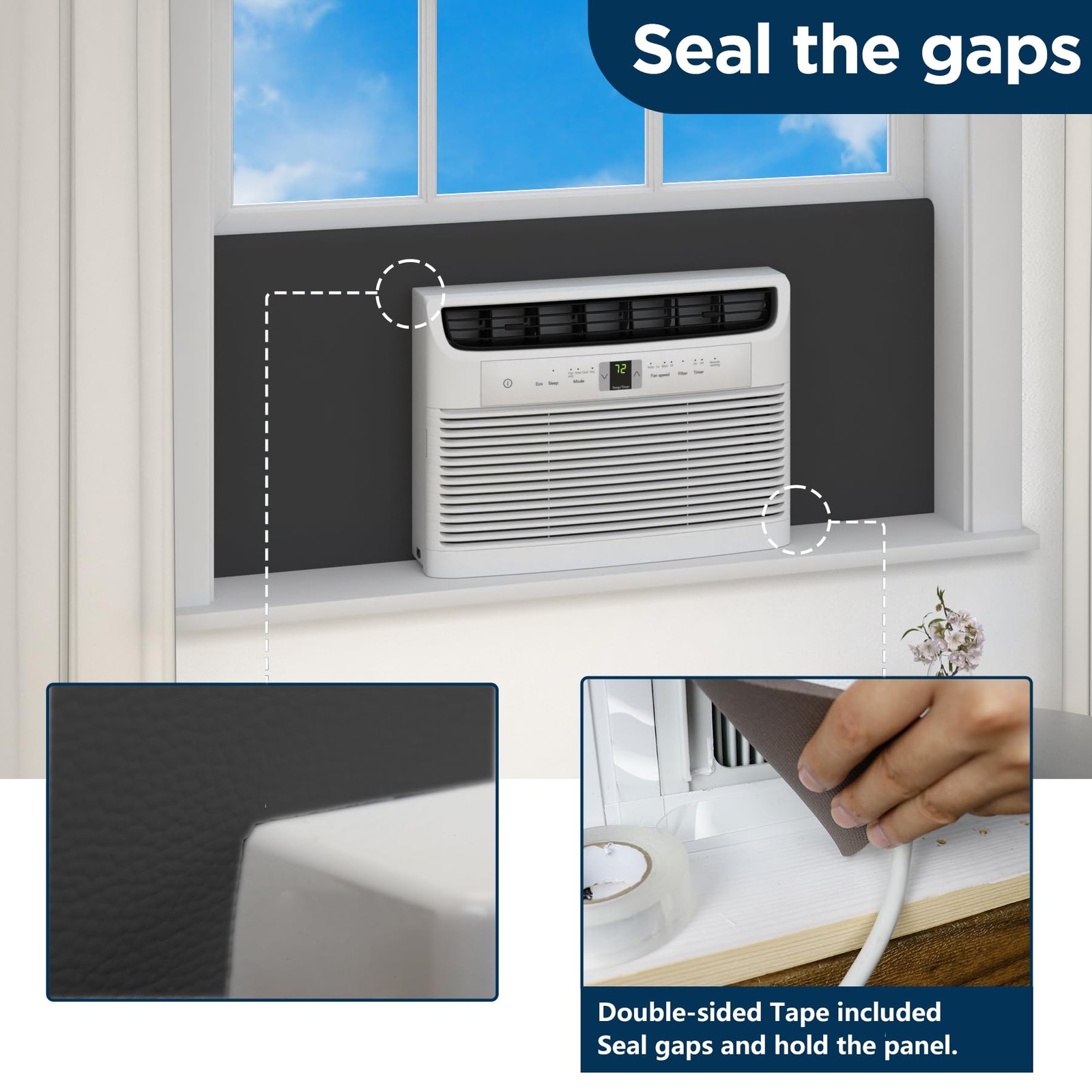 Window Air Conditioner Side Panels, 48 Inch Extended Width XL Size Surround I