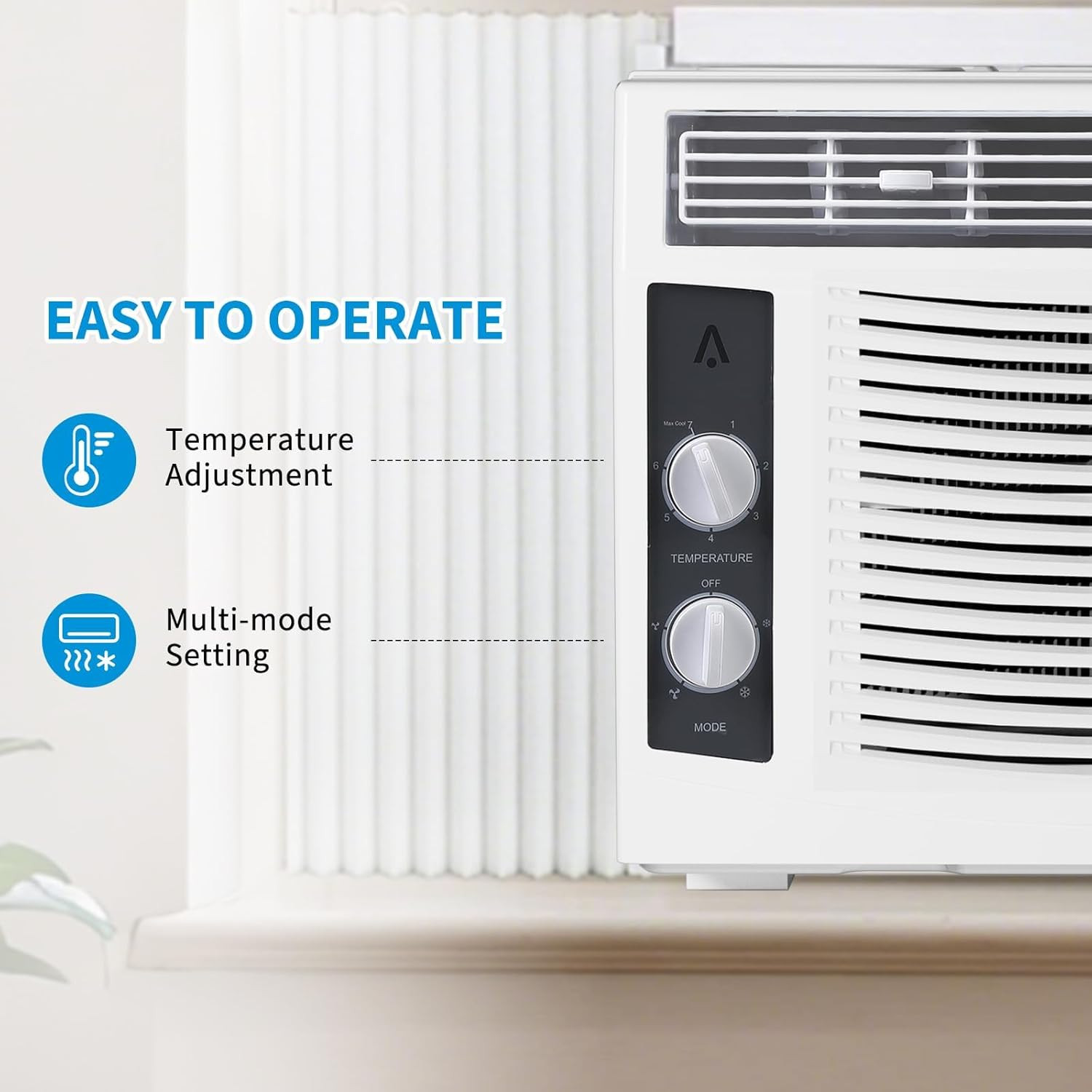 5000 BTU Window Air Conditioner, Mechanical Control Panel Window AC Unit Cools u