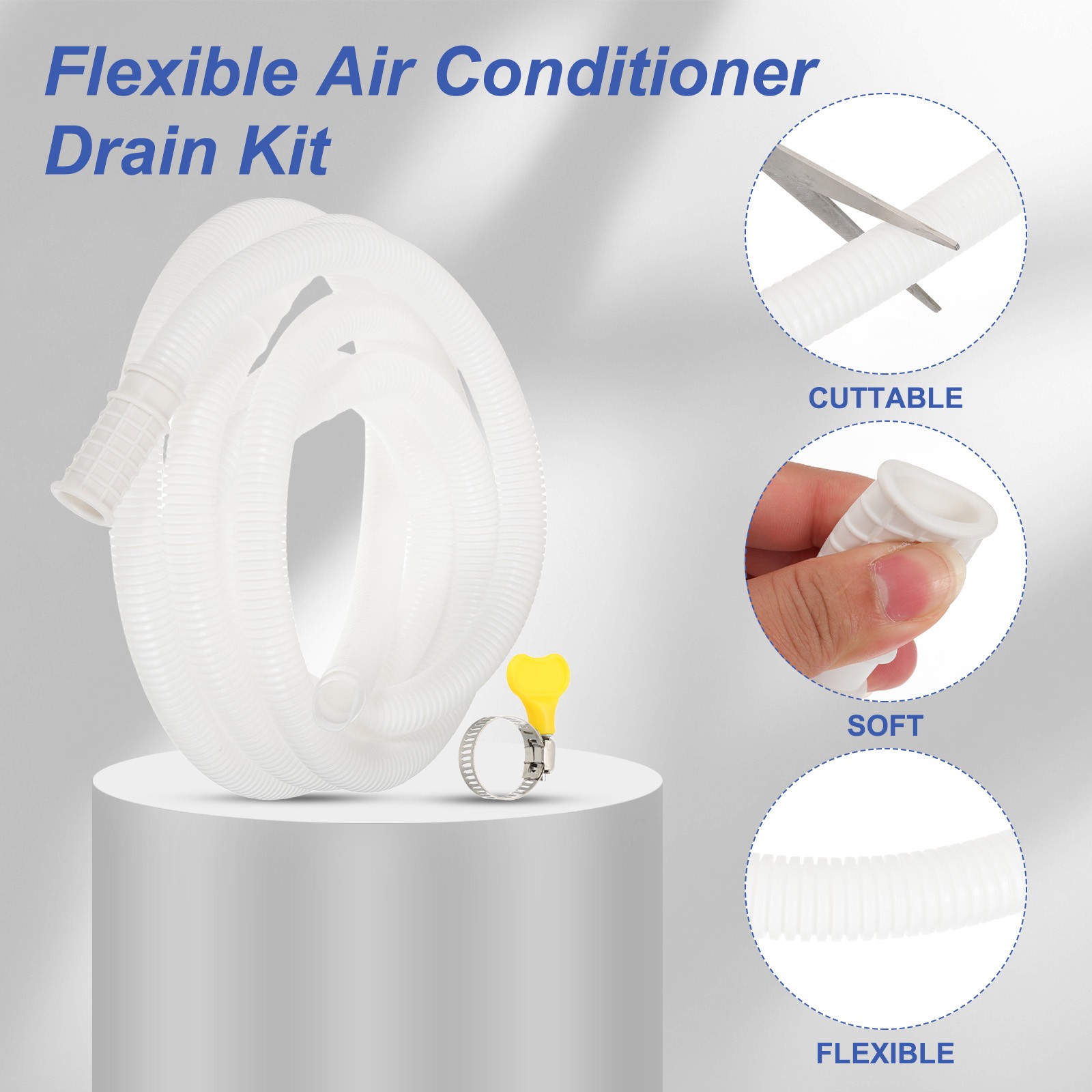 9.84ft Air Conditioner Drain Universal AC Drain Connector Hose, with Clamp