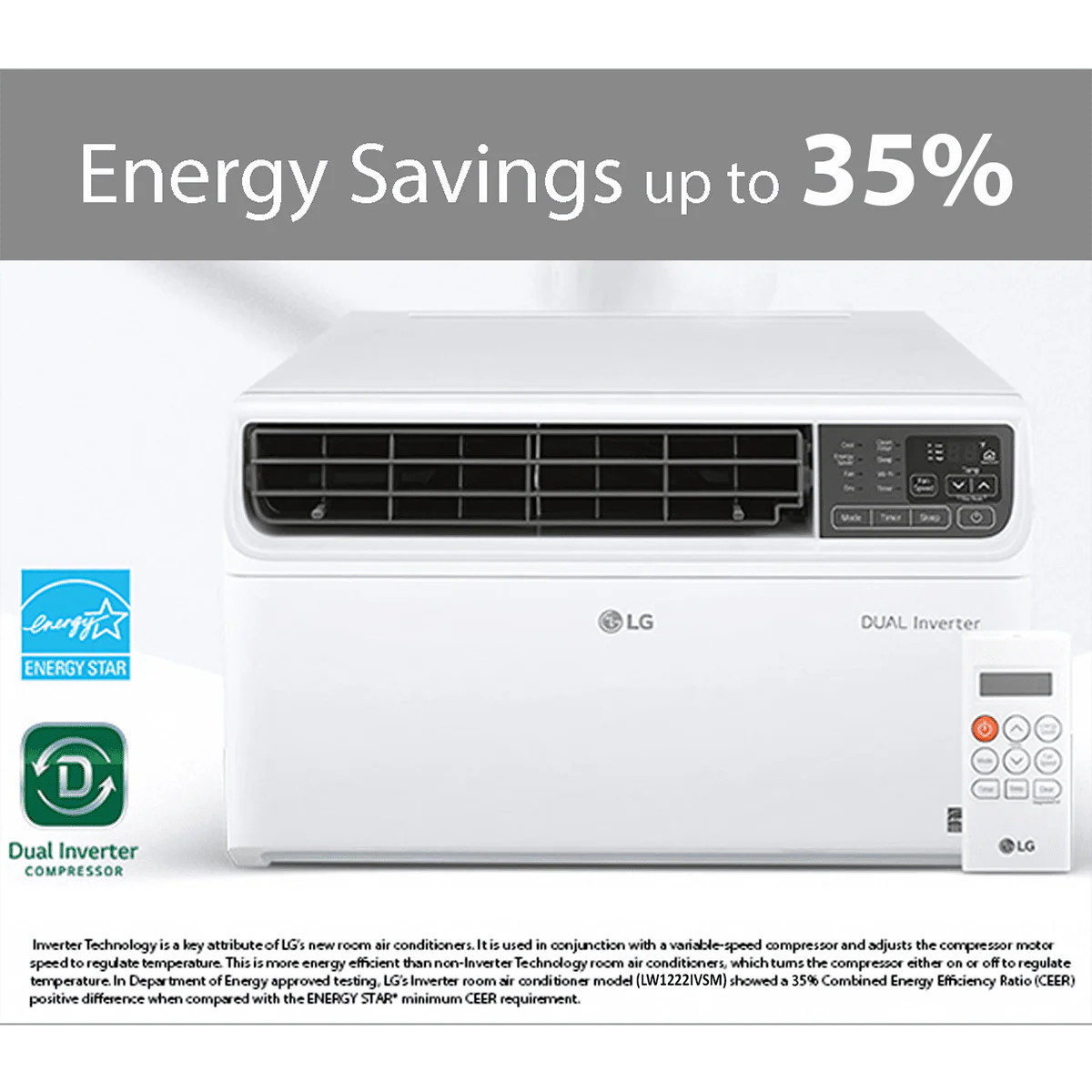 LG 18,000 BTU Dual Inverter Smart Wi-Fi Window Air Conditioner