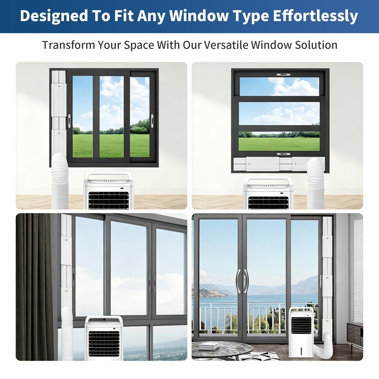 Universal Sliding Door Vent Kit for Portable Air Conditioner – Adjustable 90&Prime; Le