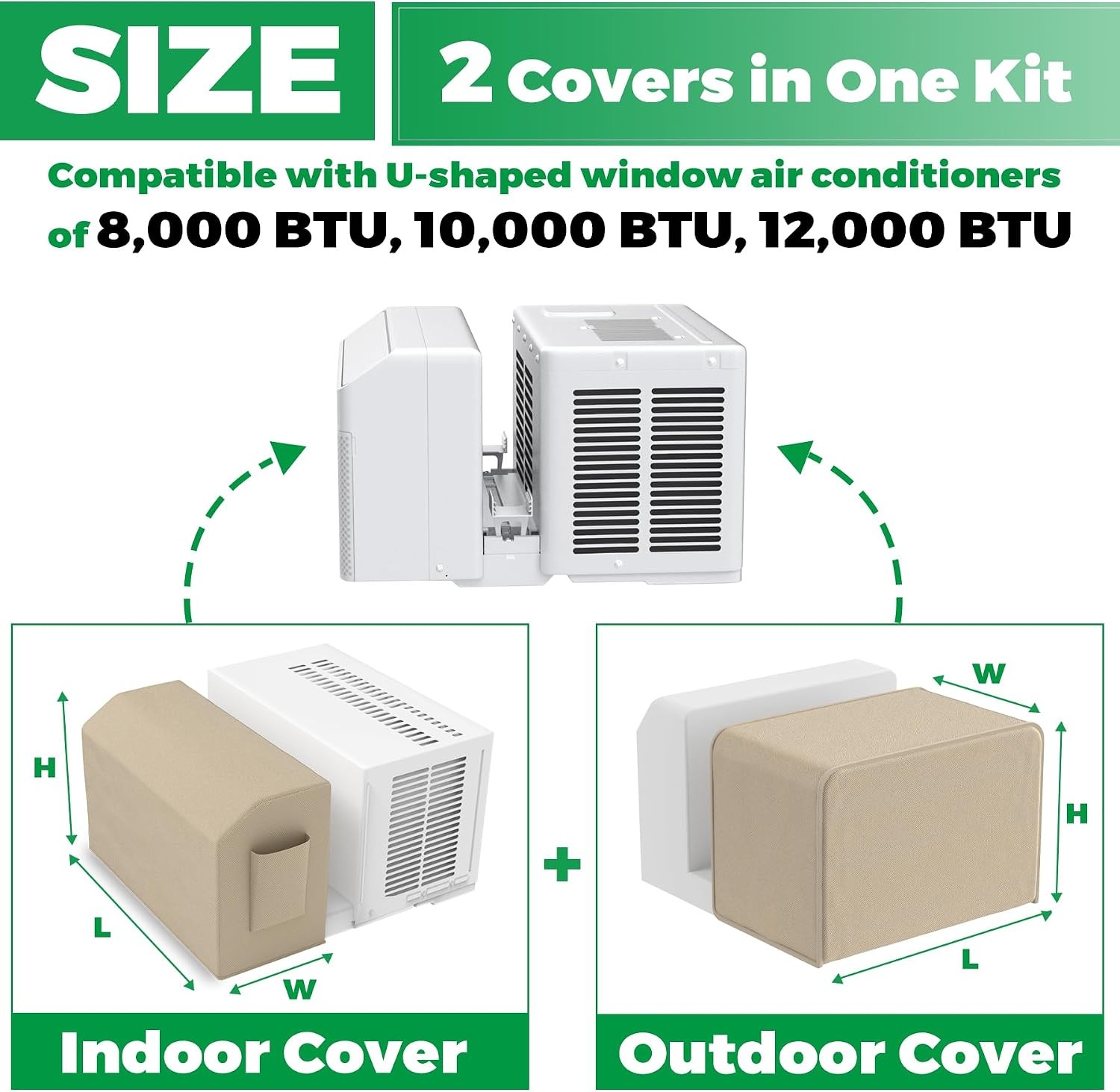 2 Pcs Window Air Conditioner Cover, Compatible with Midea U-shaped Window AC
