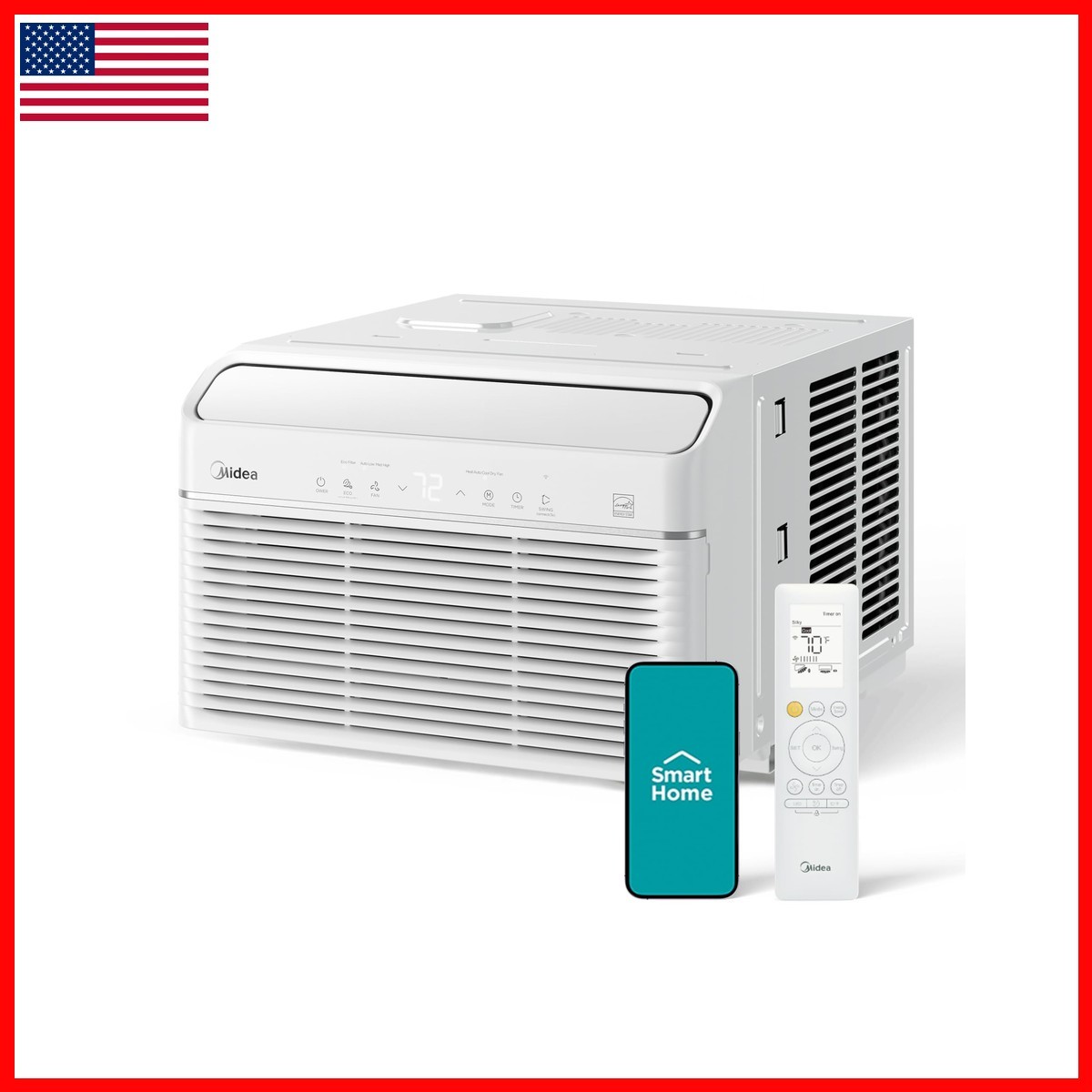 Midea MAW08HV1CWT 8000 BTU Smart Inverter Window AC Heat Dehumidifier White