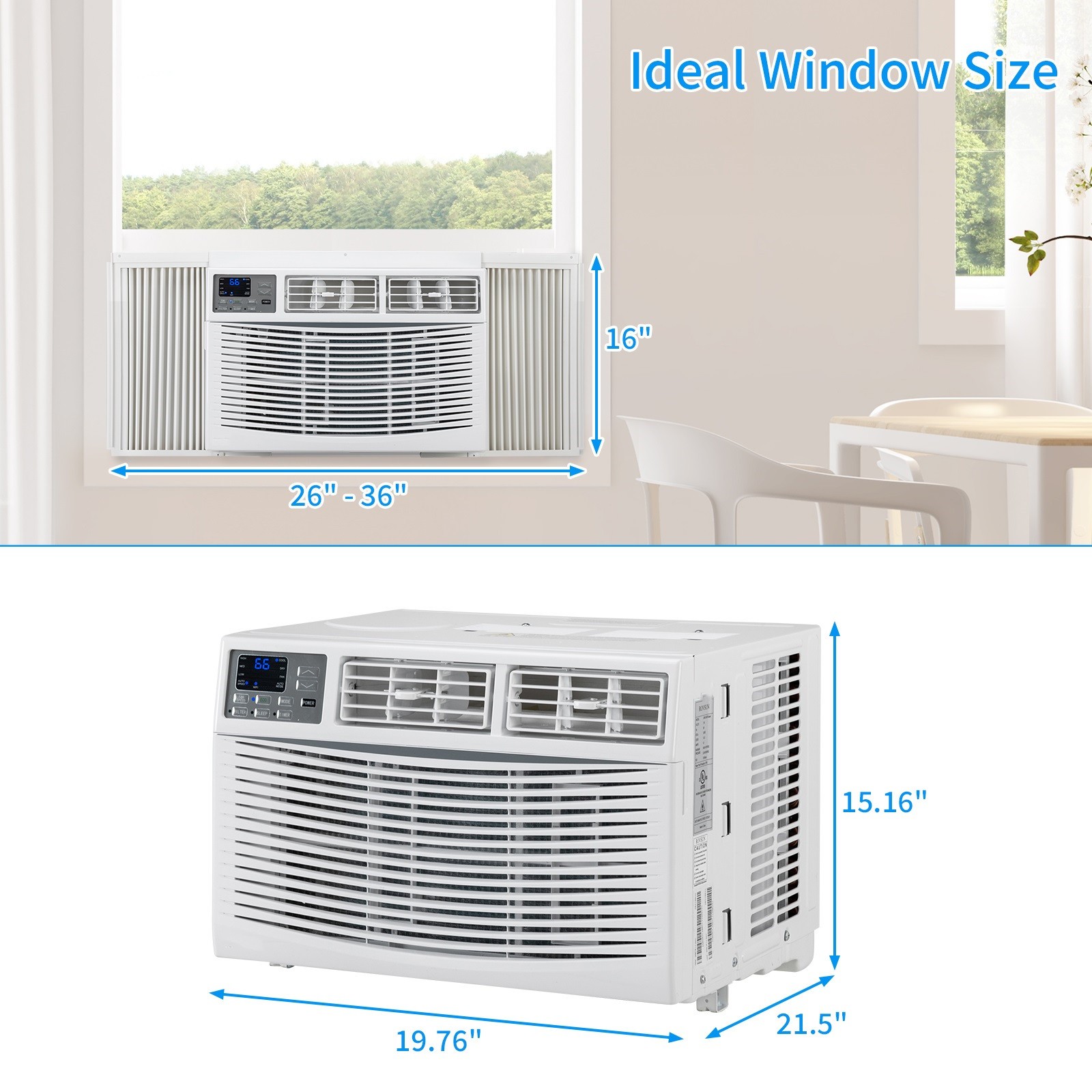 MOTOOS 12000BTU 115V 1250W Window Air Conditioner ABS Window Type Refrigeration