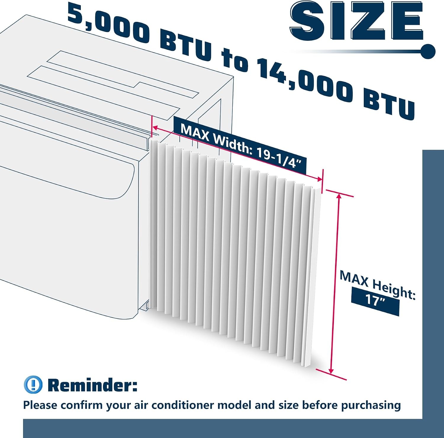 Window Air Conditioner Side Panels Kit 17&Prime; H x 19 1 4&Prime; W Extra Wide Window AC