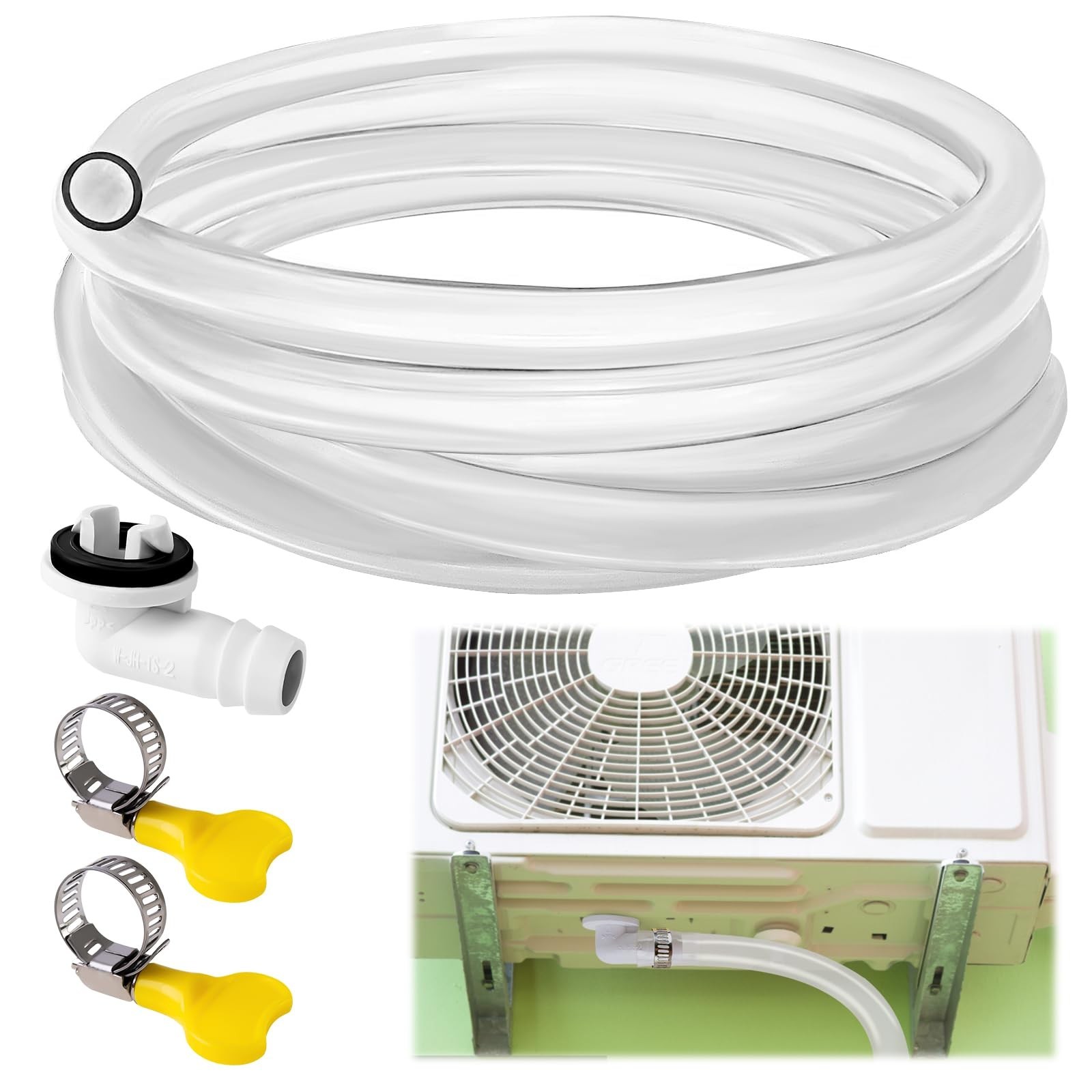 10ft Universal Air Conditioner Drain Hose, Portable AC Drain Hose Elbow Fitti…