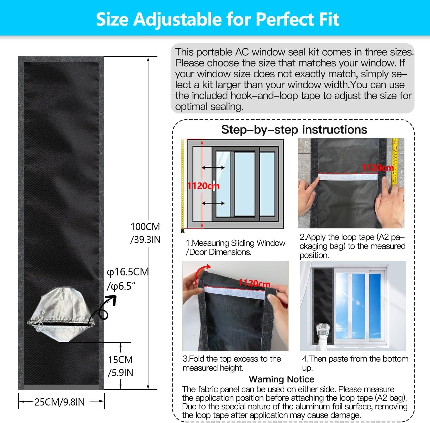 Adjustable 10 x 39 Inch Window Vent Kit | Stops Hot Air and Saves Energy