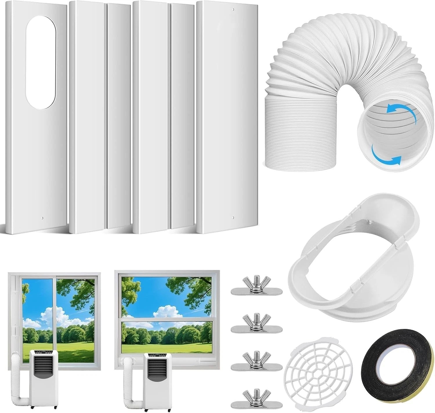 Portable Air Conditioner Window Vent Kit 5.9 Inch Exhaust Hose Adjustable