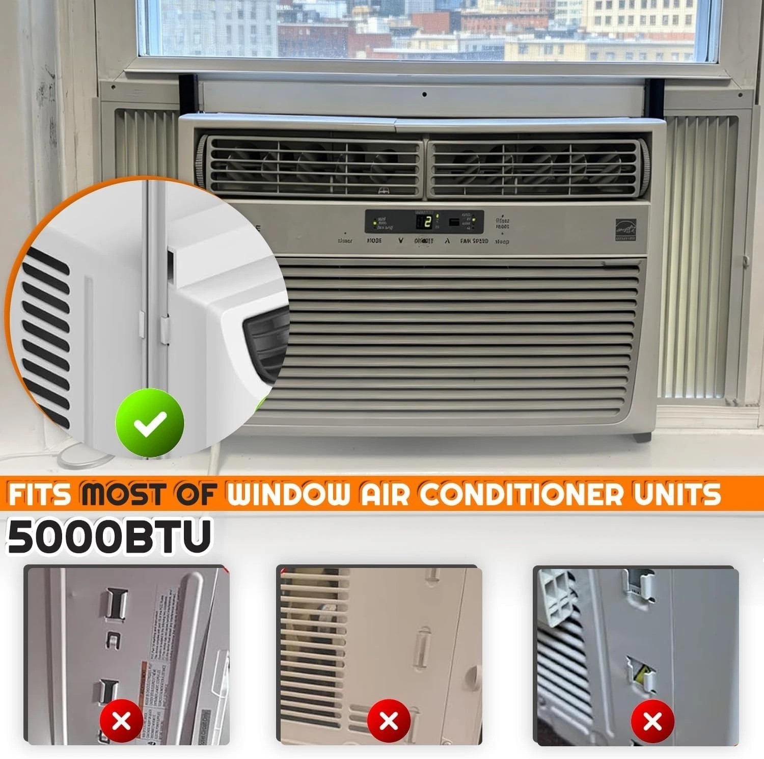 Window Air Conditioner Side Panel with Frame | Universal Window AC Accordion …