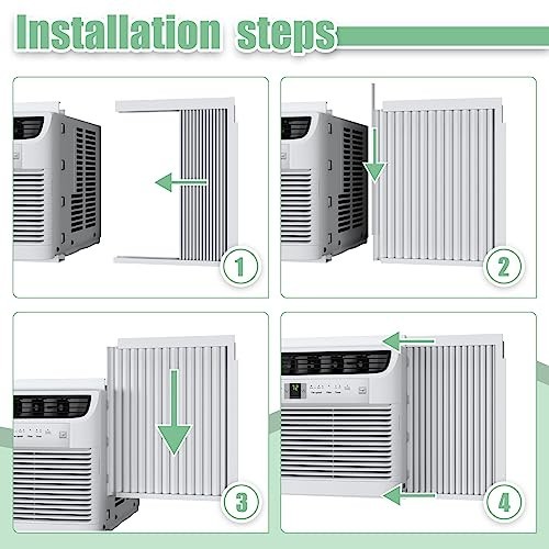 Window AC Side Panels with Frame Accordion Filler Curtain Replacement 2 Pack