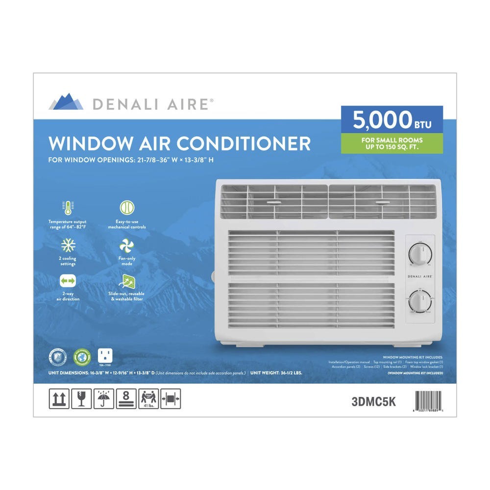5000 BTU 115V Modern Window Air Conditioner Manual 2 Speed Auto Restart Function