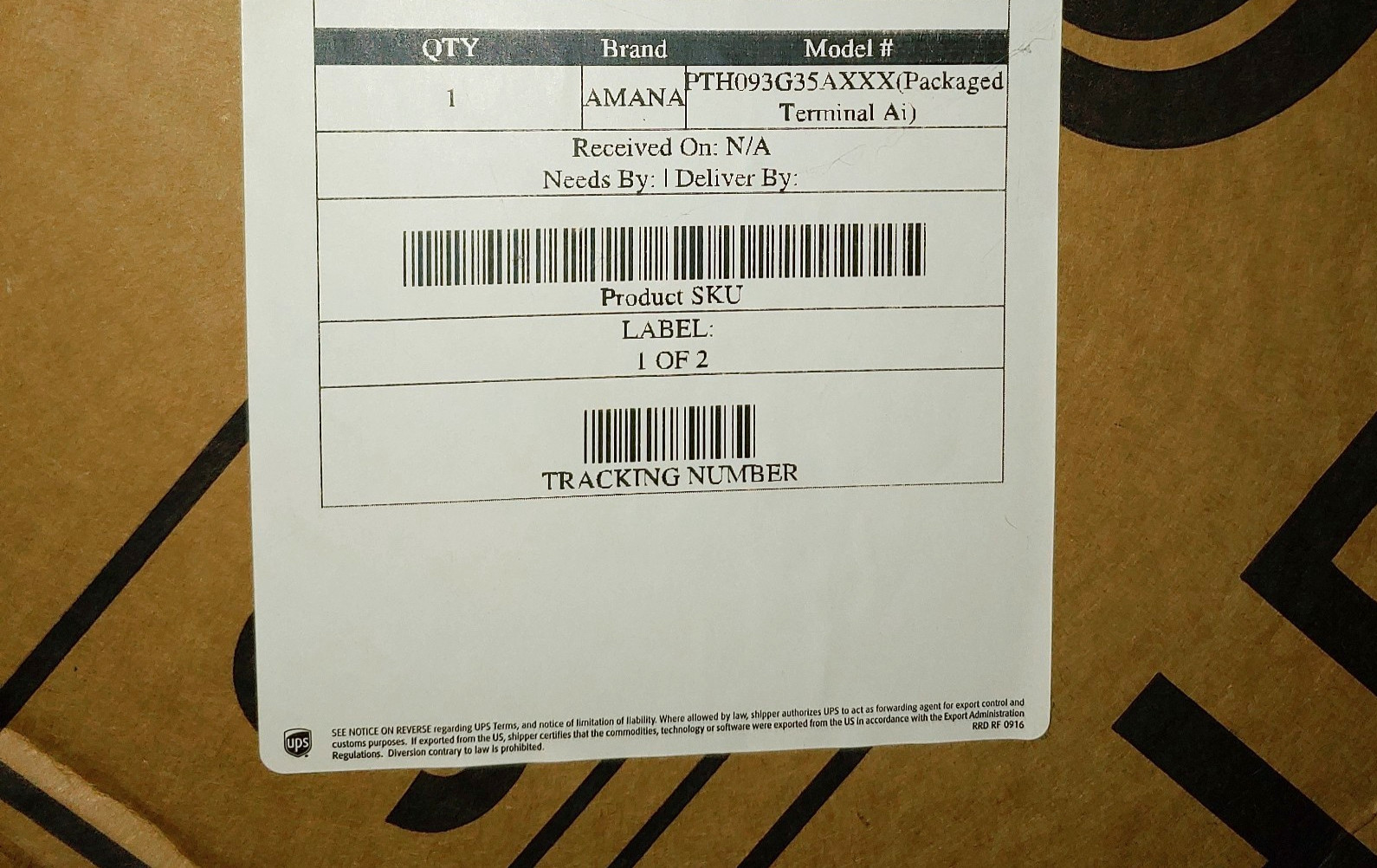 Amana PTAC 9,000 BTU Packaged Terminal Air Conditioner Heater In Wall NEW