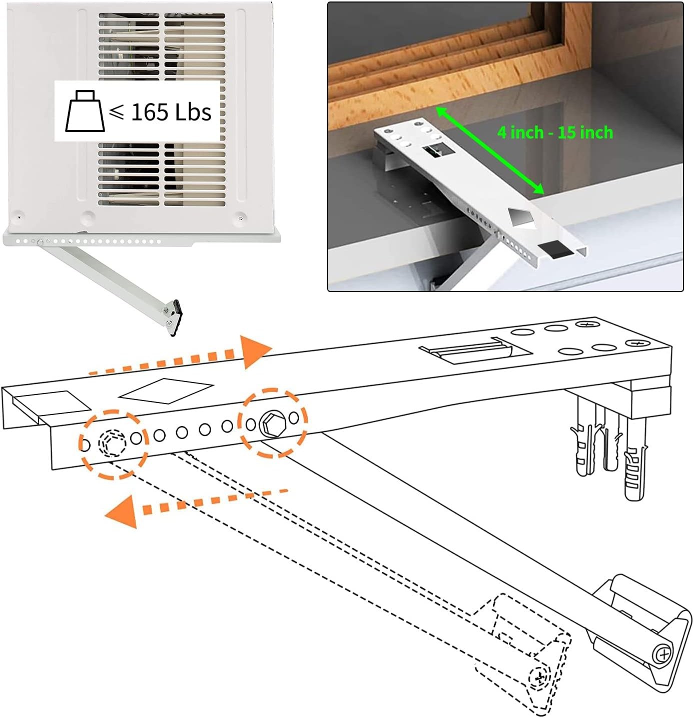 Window Air Conditioner Support Bracket Relieves Weight Stress On The Window
