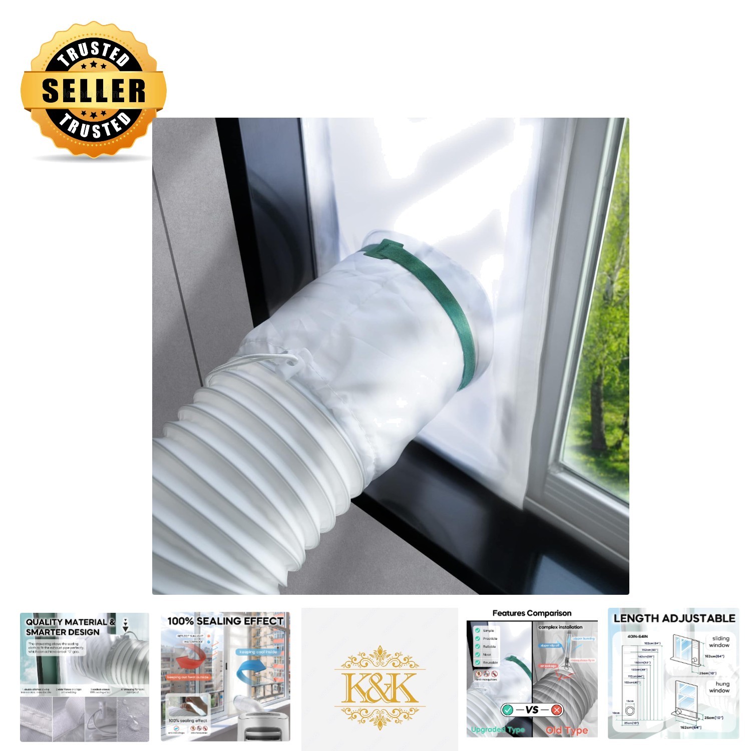 Efficient 100% Sealing Portable AC Window Kit – Adjustable Length & Fast Cooling