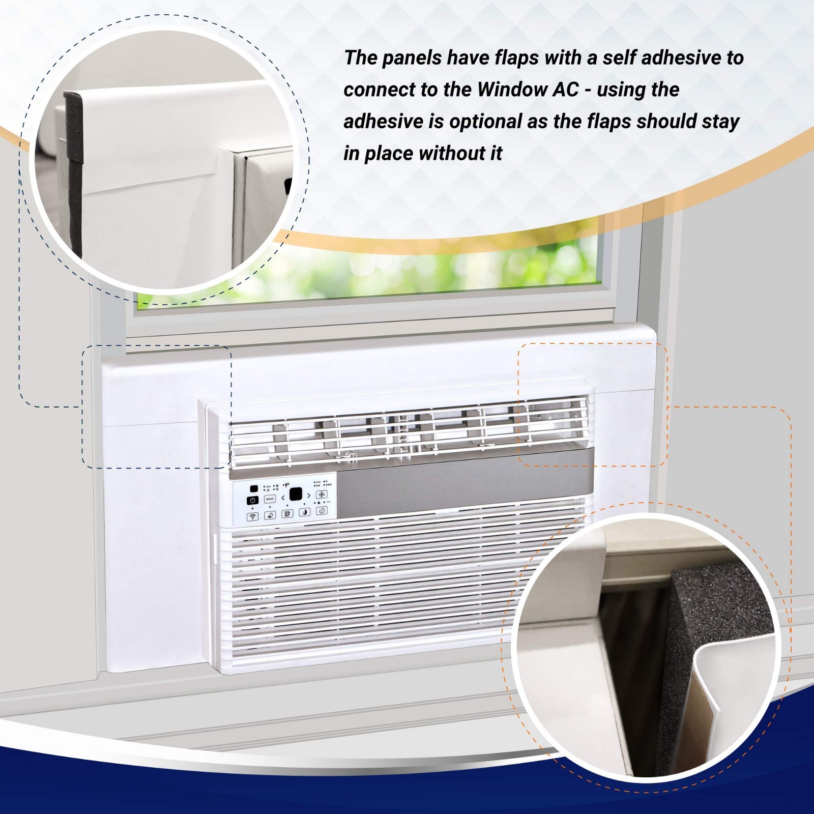 White Surround Insulation Side Panels for Window AC Unit – Year-Round Air Condit