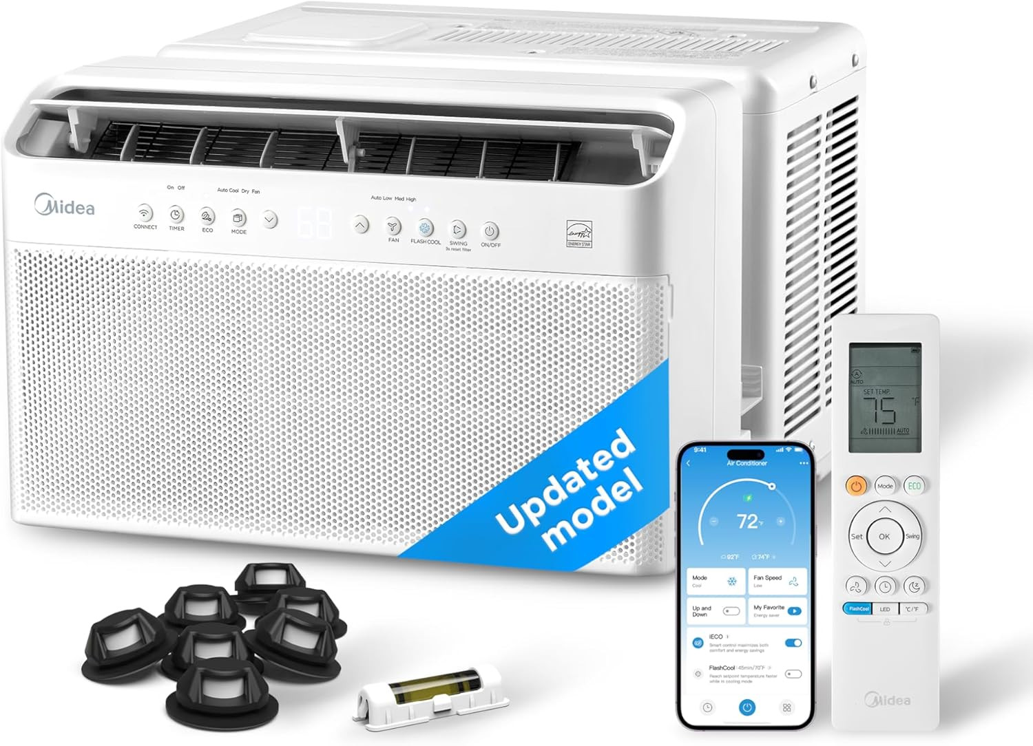 Midea 8,000 BTU U Shaped Smart Inverter Window Air Conditioner – Cools 350 Sq Ft