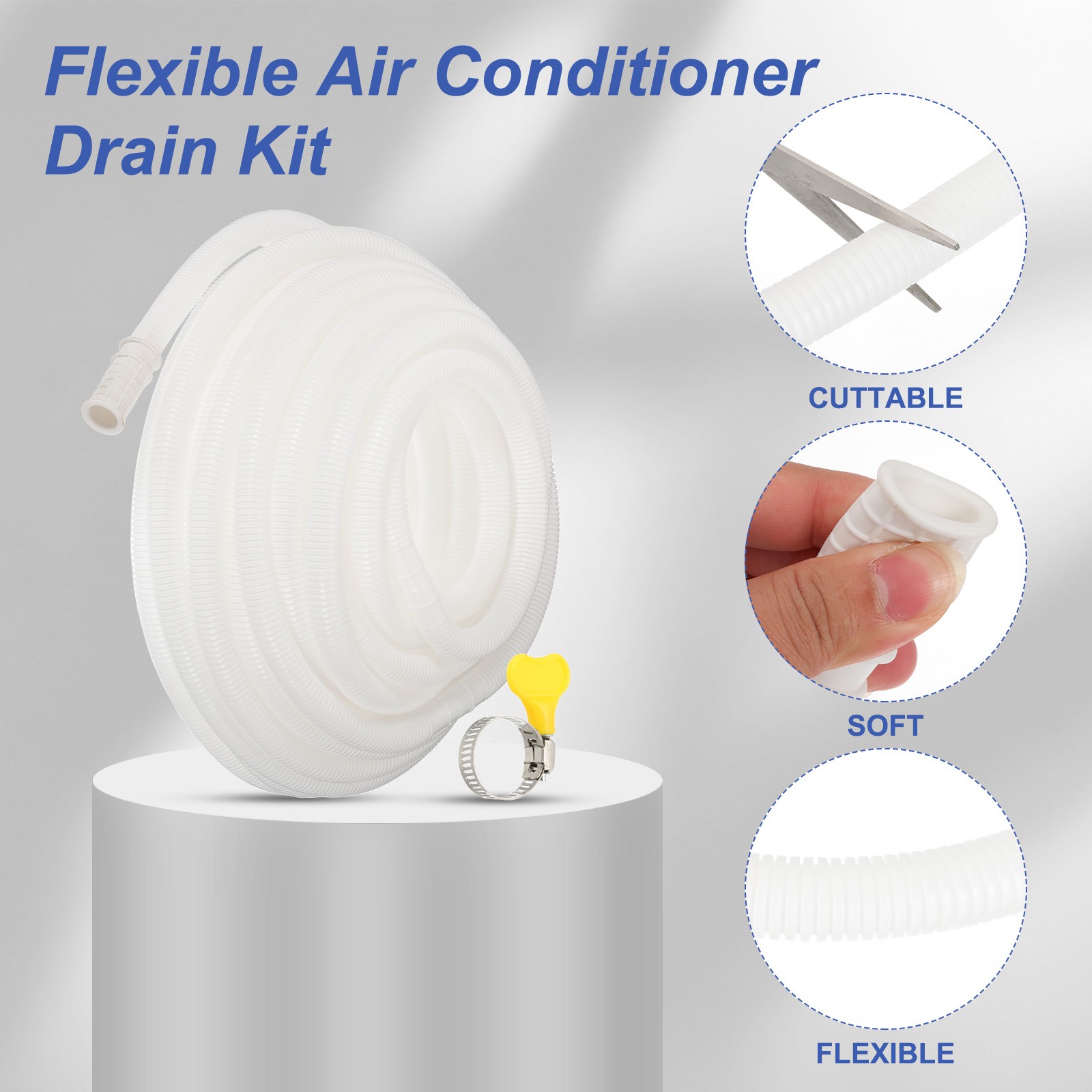65.6ft Air Conditioner Drain Universal AC Drain Connector Hose, with Clamp