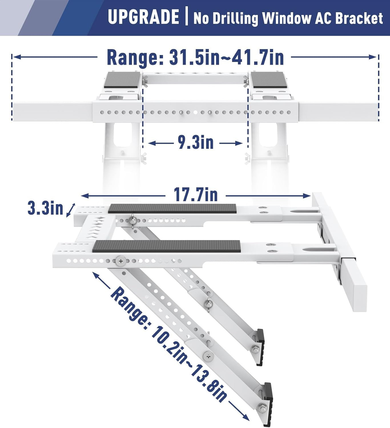 No Drilling Window AC Support Bracket, Adjustable Support Fits Single & Double-H