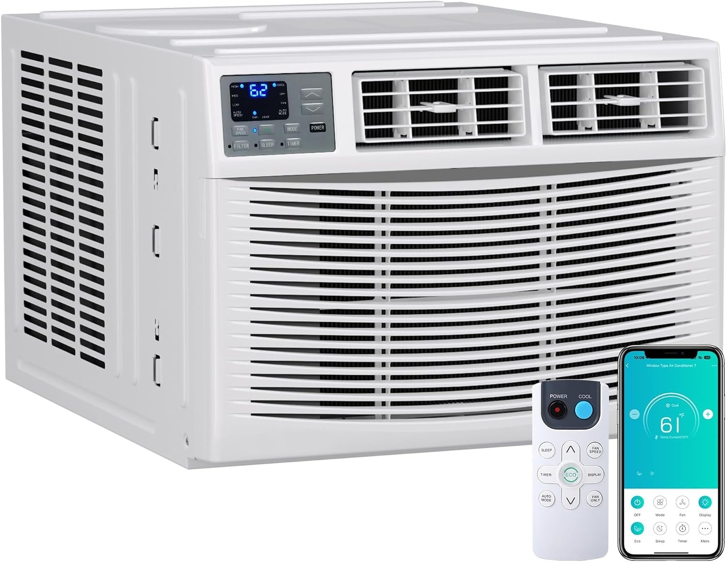 Window AC Unit With Heat & Cool 23200 BTU WiFi Air Conditioner 1500 Sq Ft