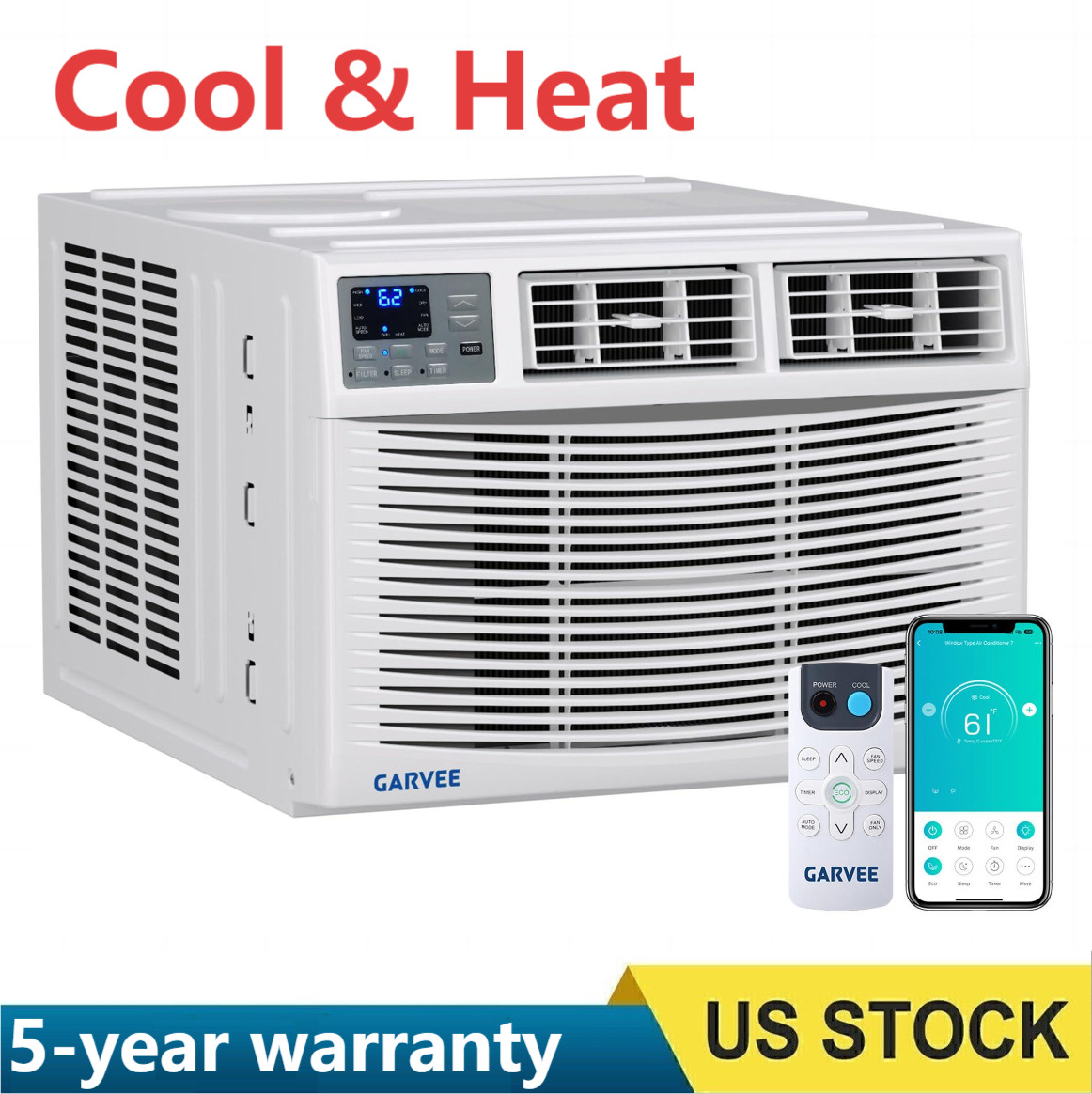 Wifi 8000 BTU Window Air Conditioner with Heat up to 350-Sq. Ft 115V AC Unit