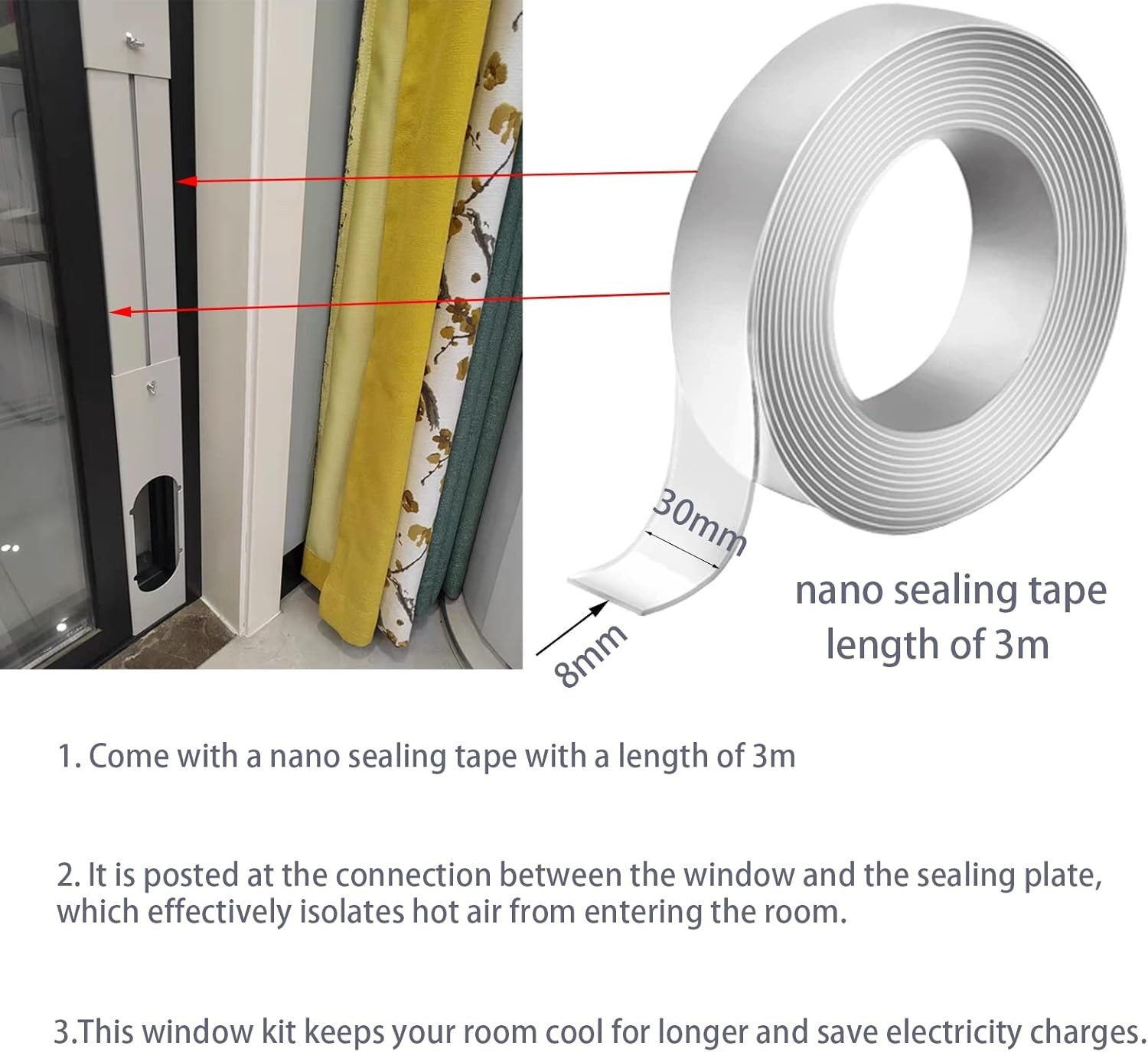 Kit de aire acondicionado portátil para ventana con manguera de escape de 5,9&Prime; p